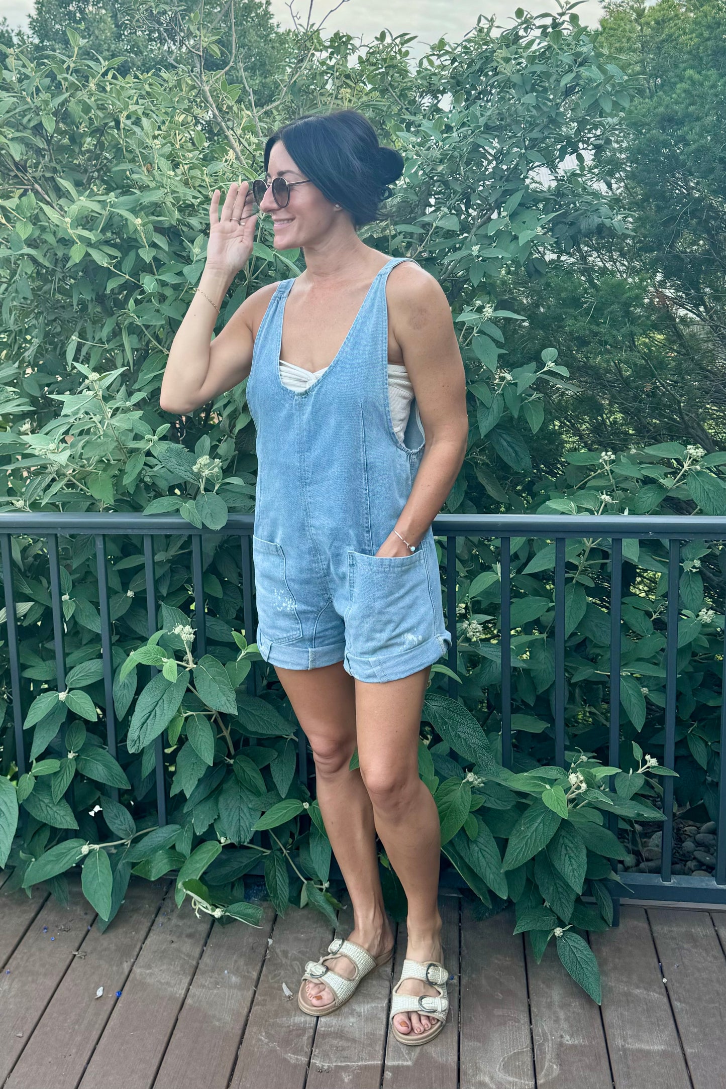 High Roller Denim Romper