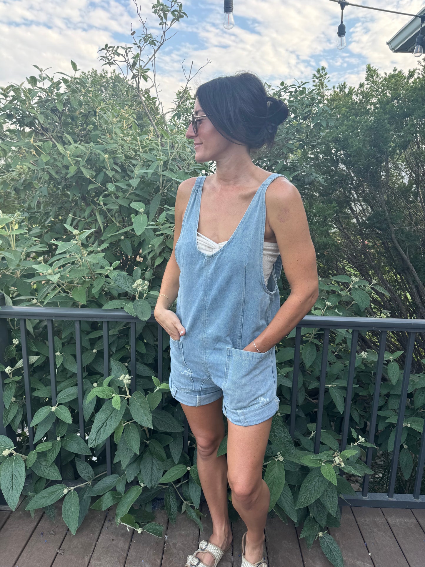 High Roller Denim Romper