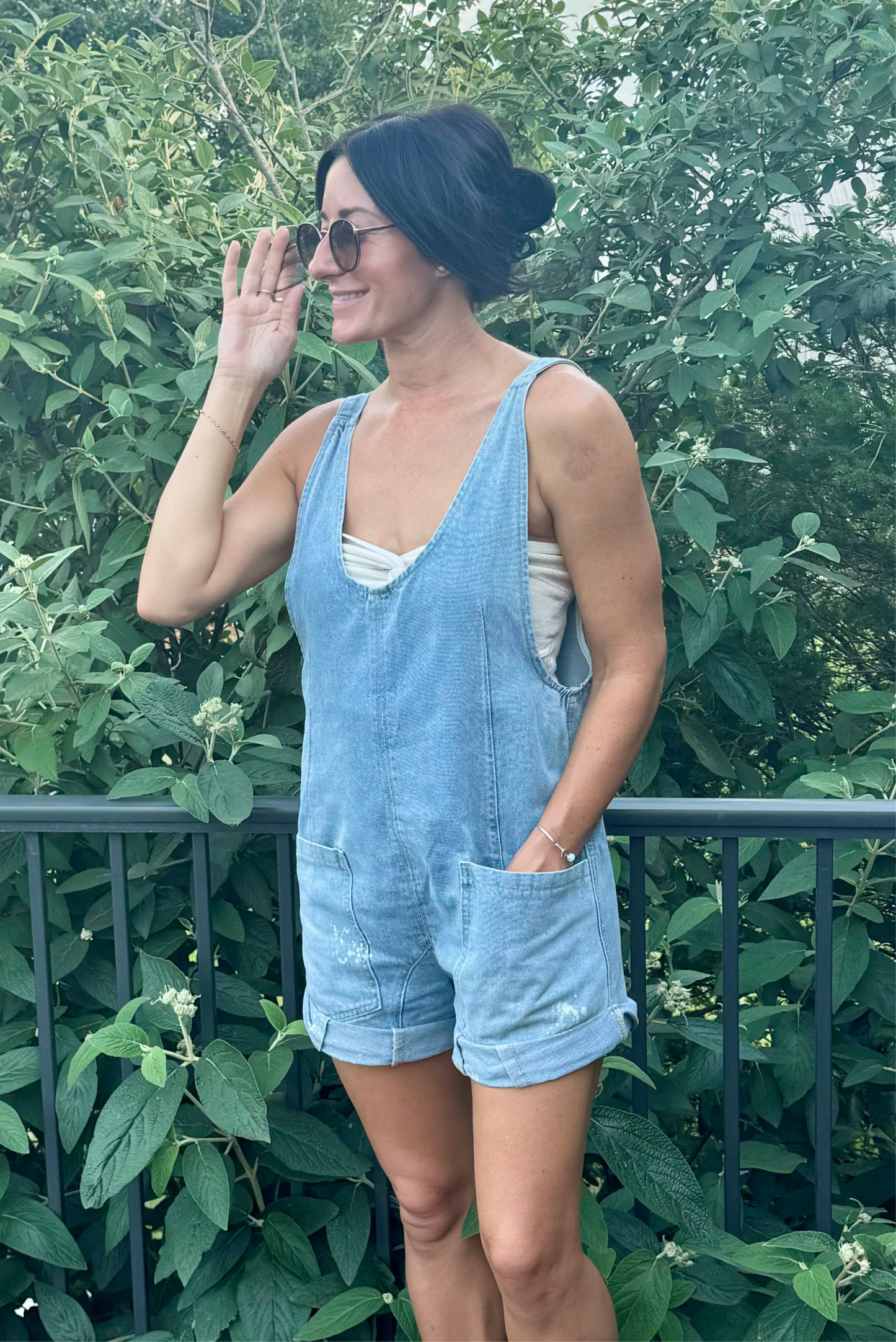 High Roller Denim Romper