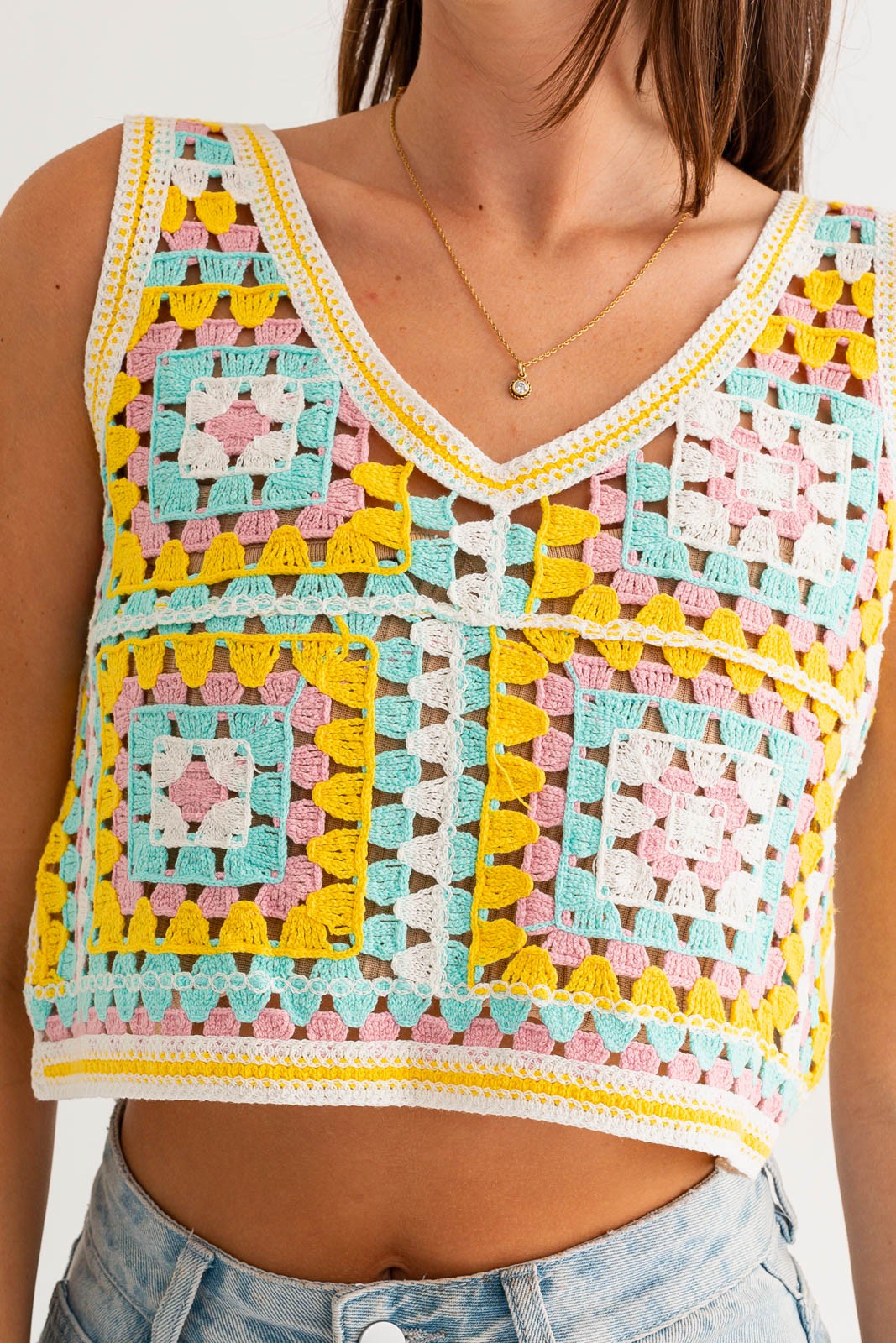 Pastel Crochet Crop Top