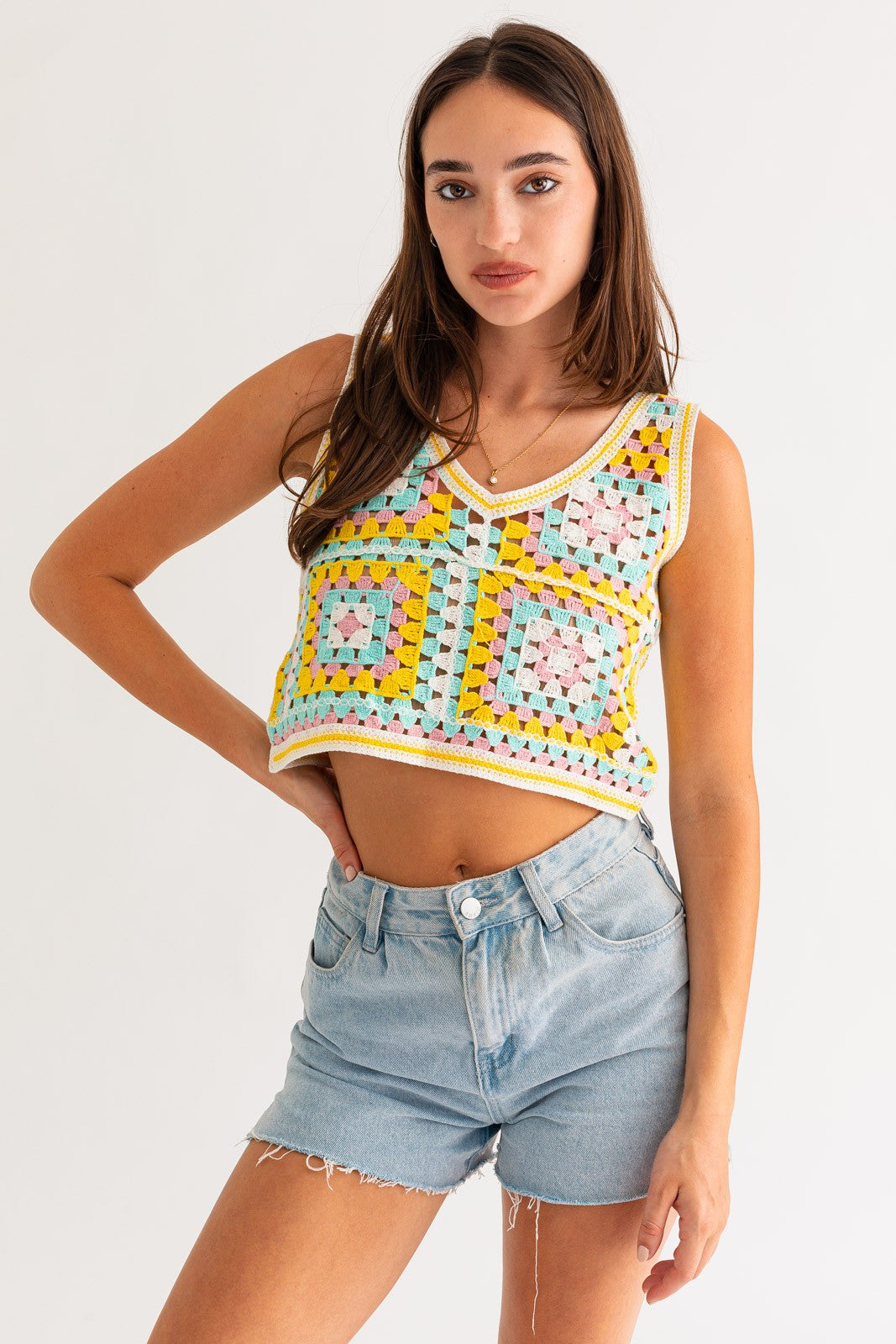 Pastel Crochet Crop Top