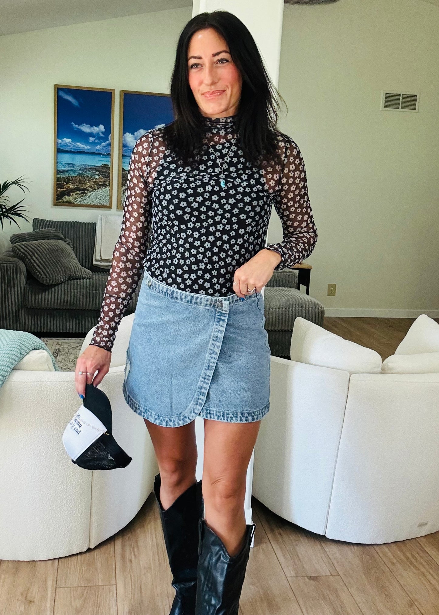 Stone Washed Wrap Skirt