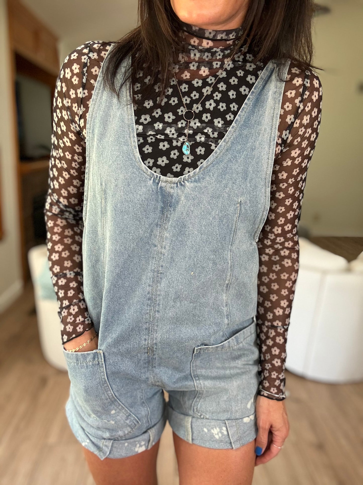 High Roller Denim Romper