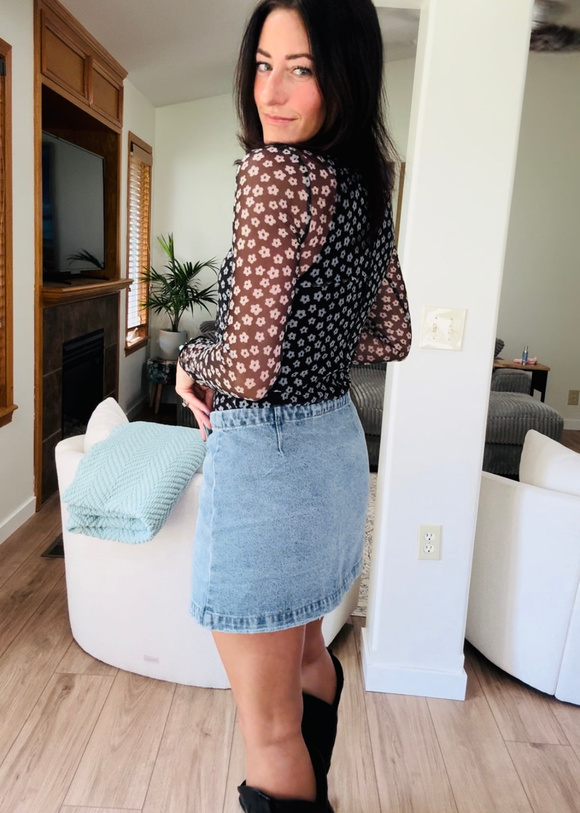Stone Washed Wrap Skirt