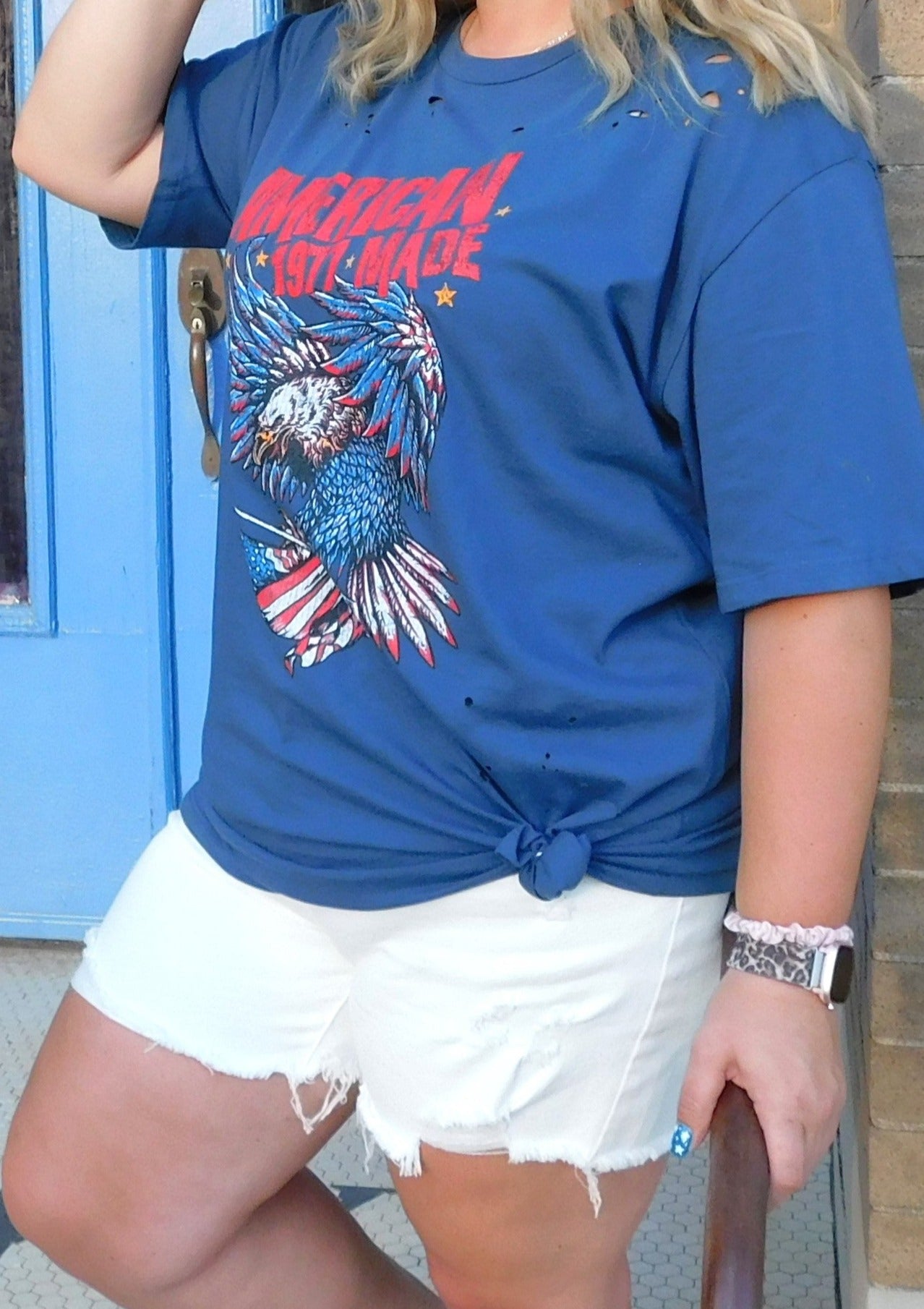 White Risen High Rise Distressed Shorts