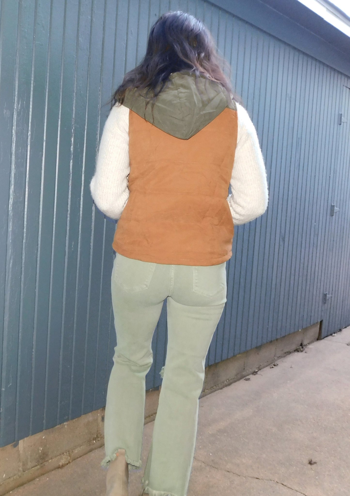 Cropped Olive Risen Jeans