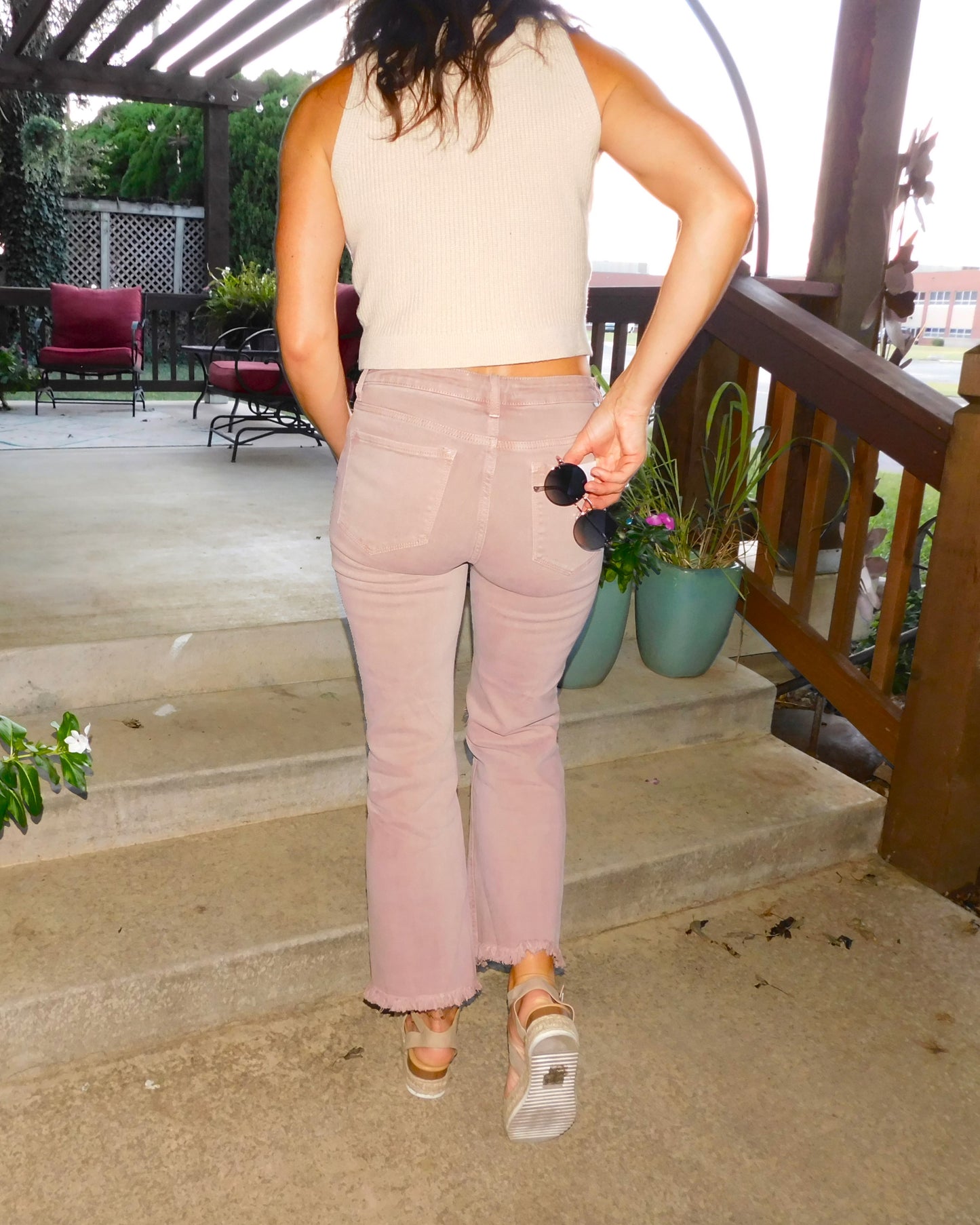 Cropped Mauve Risen Jeans