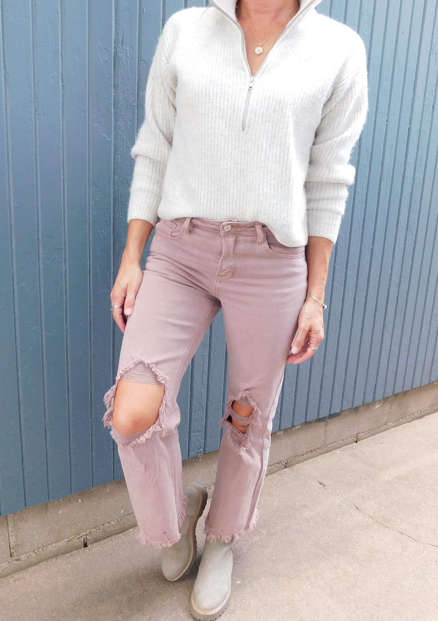 Cropped Mauve Risen Jeans
