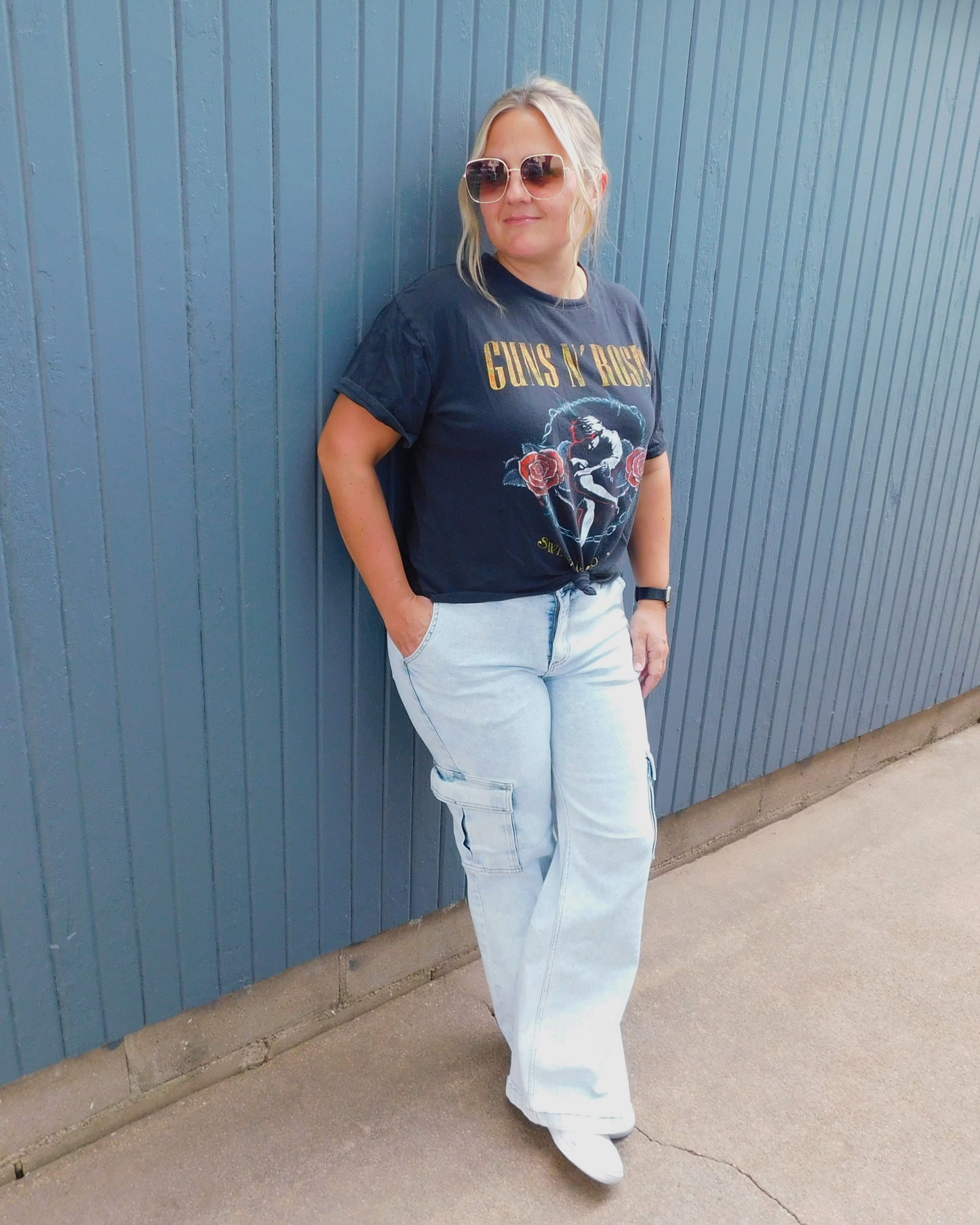 Wide Leg Risen Cargo Jeans