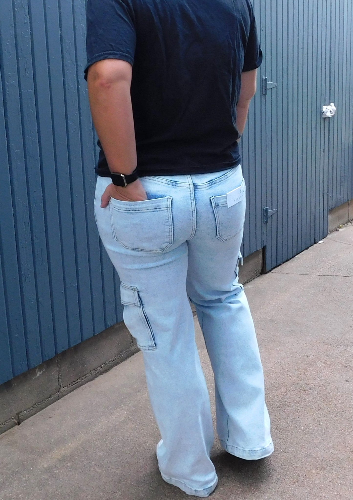 Wide Leg Risen Cargo Jeans