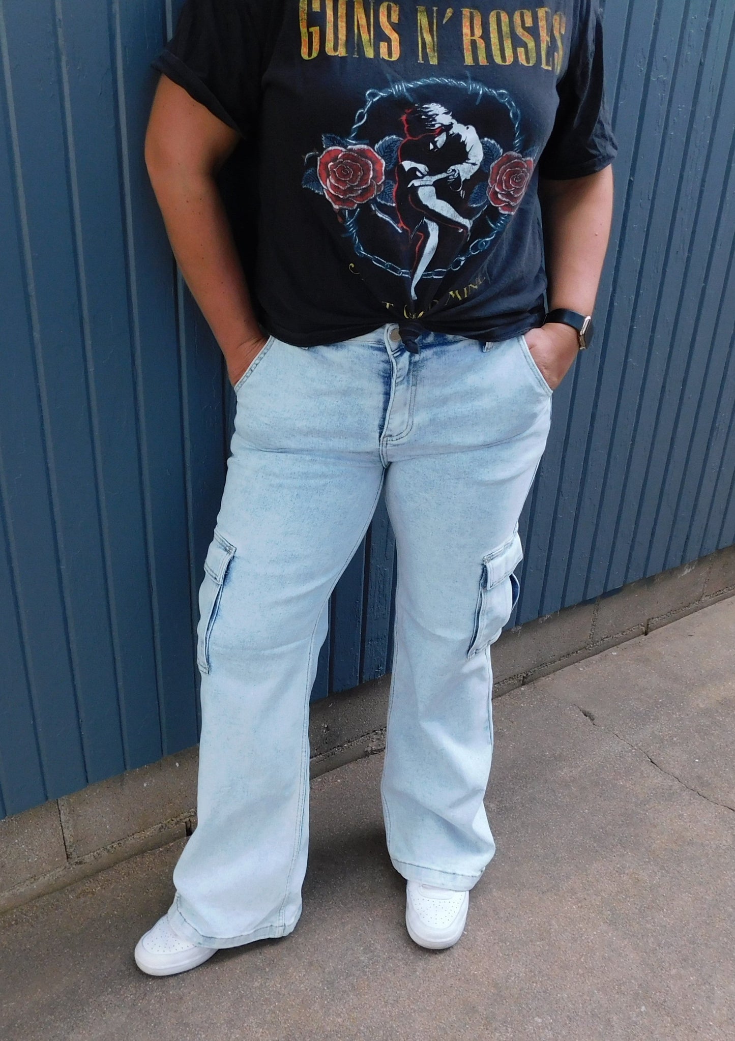 Wide Leg Risen Cargo Jeans