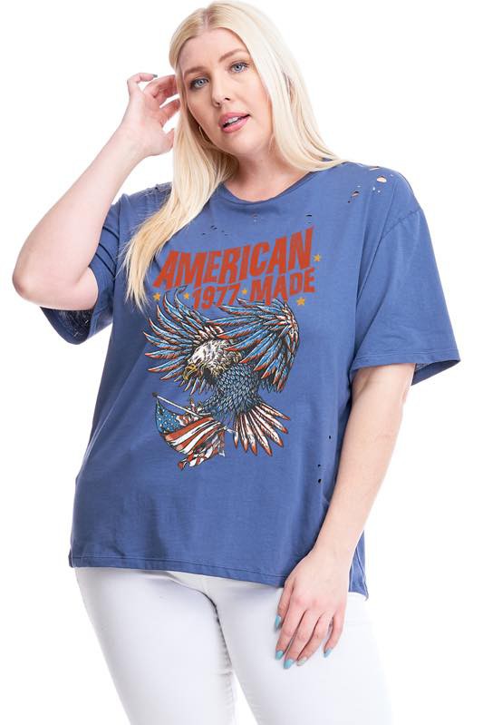 American Made Distressed Tee (1X-3X)