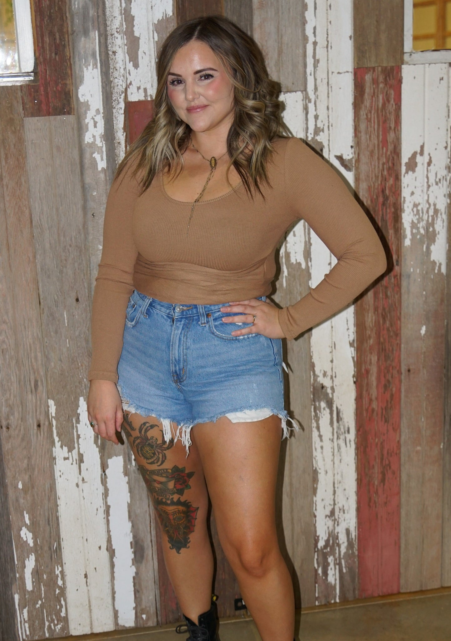 Mocha Crop Tie-Top