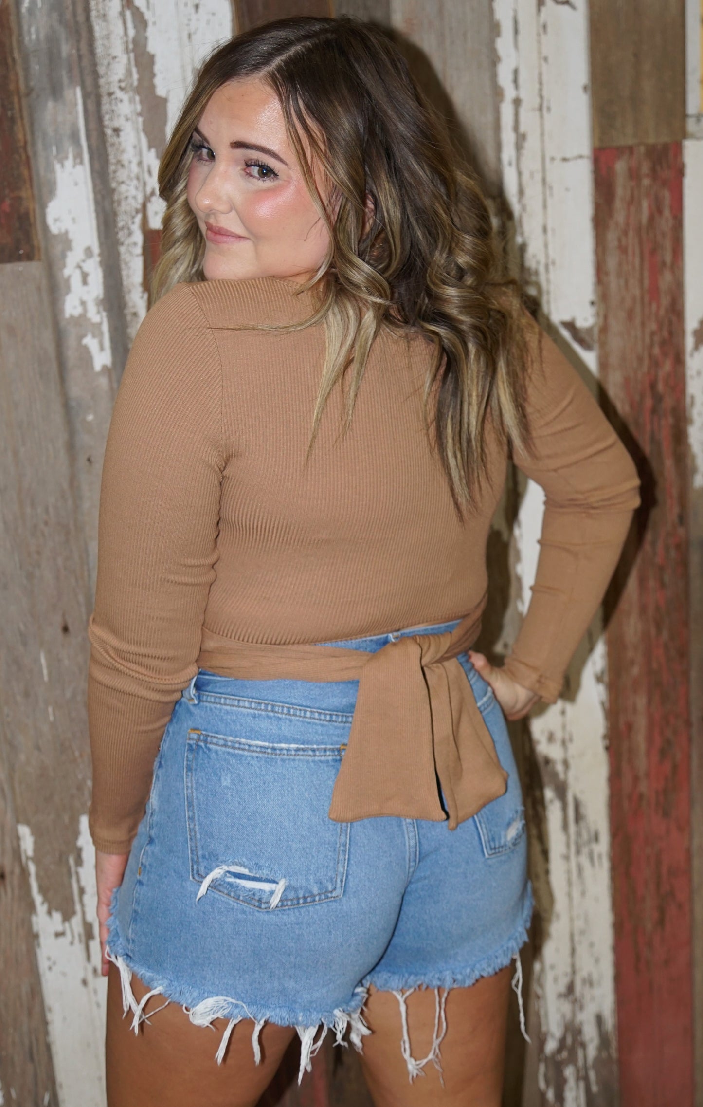 Mocha Crop Tie-Top