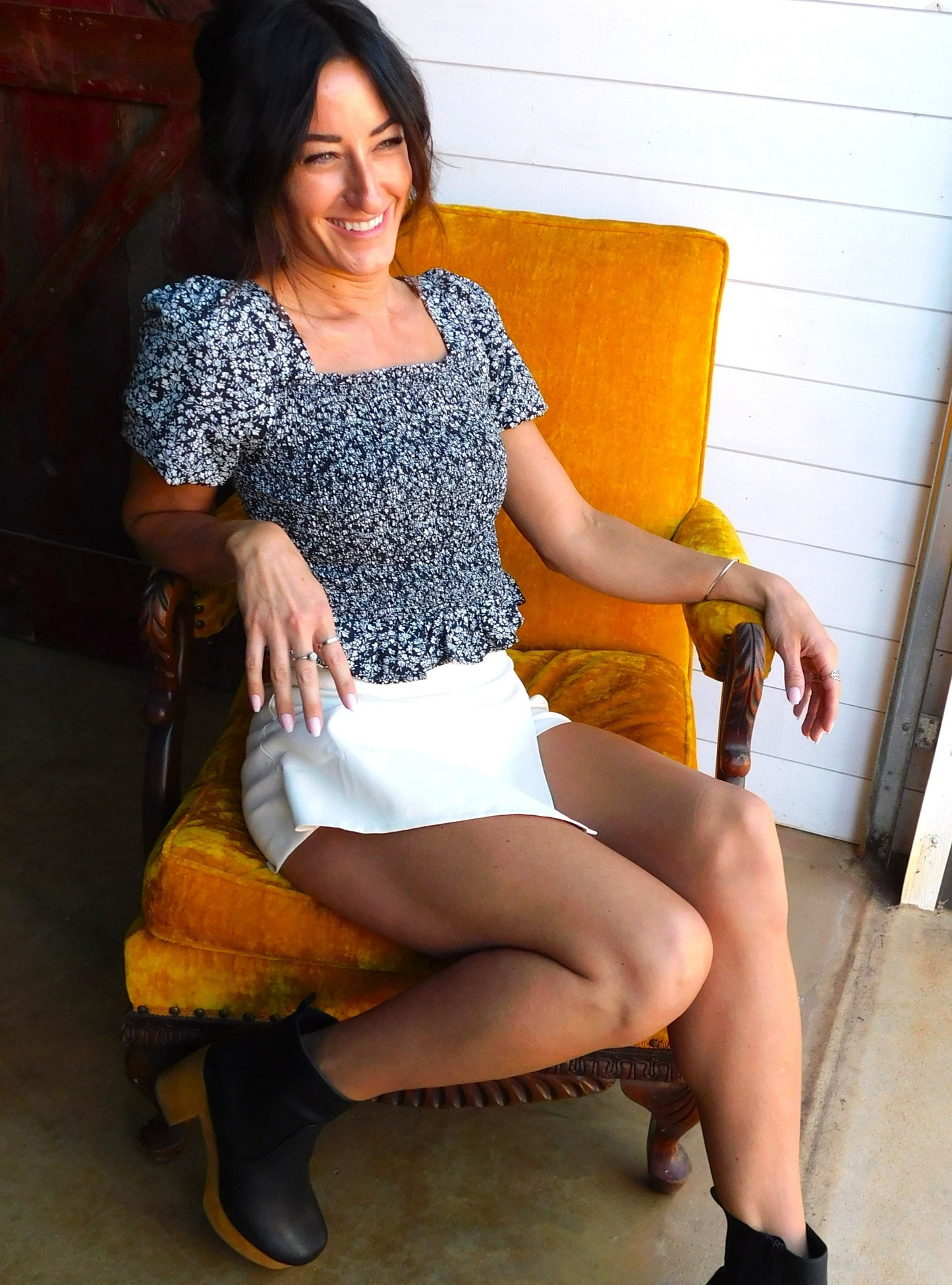 White Faux Leather Skort