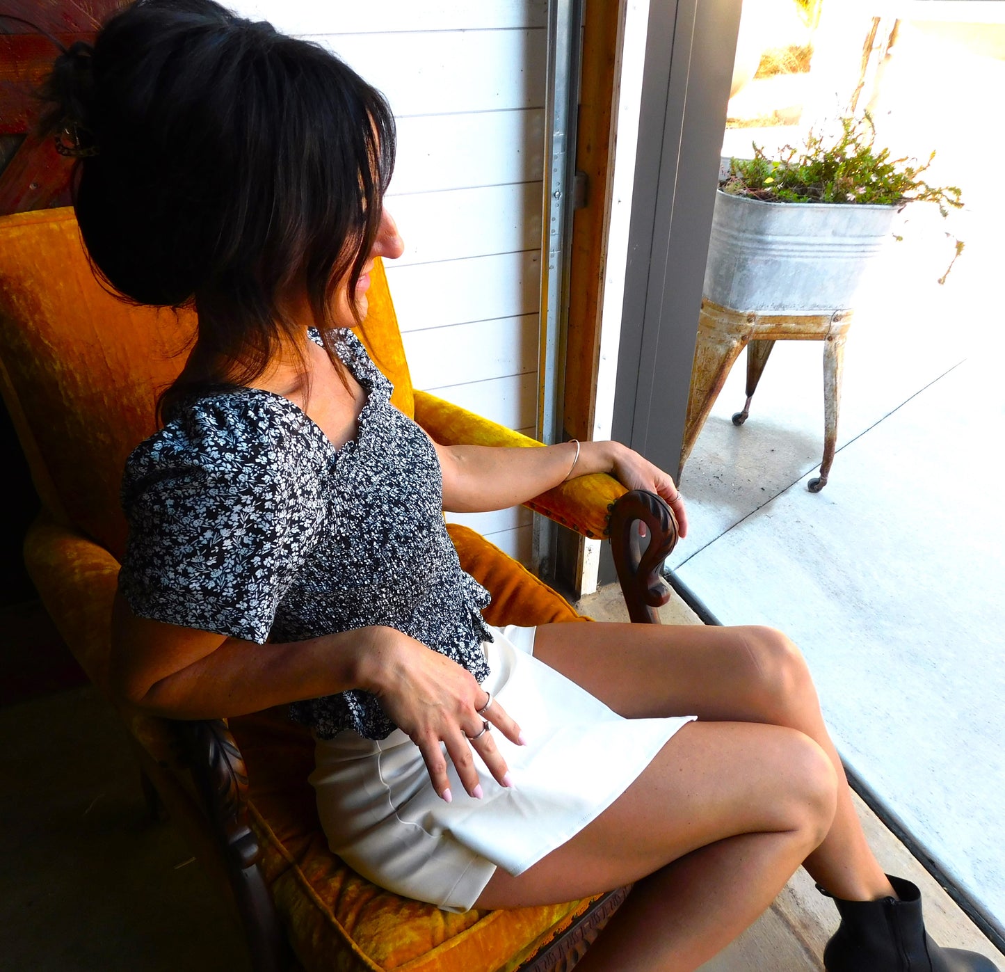 White Faux Leather Skort