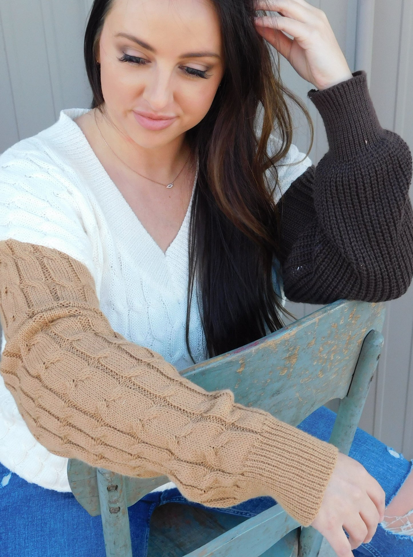 Ivory Cable Knit (Color Block)