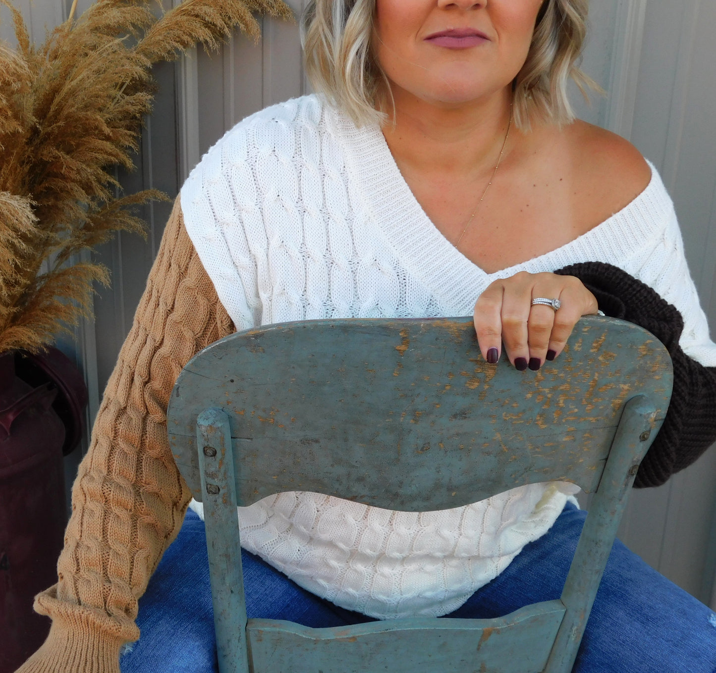 Ivory Cable Knit (Color Block)