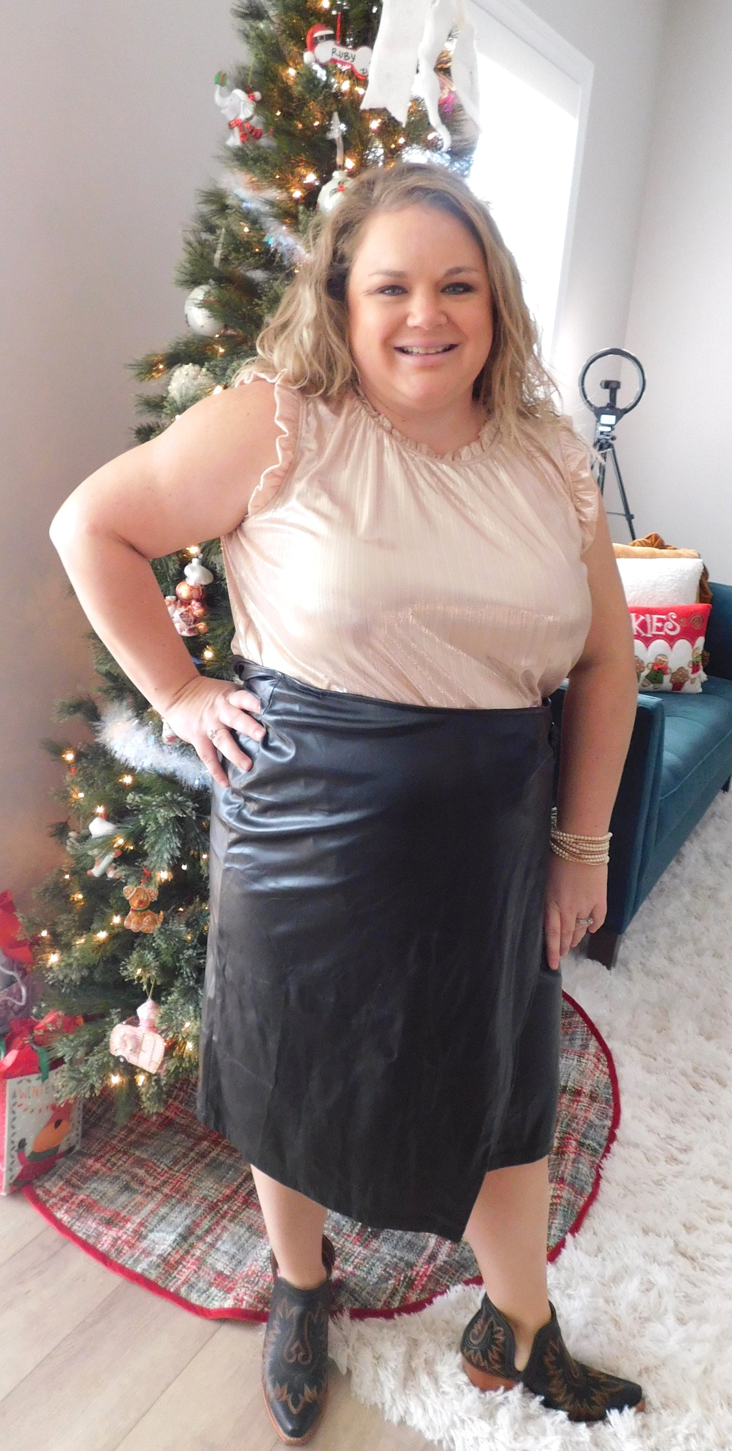 Dusty Rose Shimmer Top 1X-3X