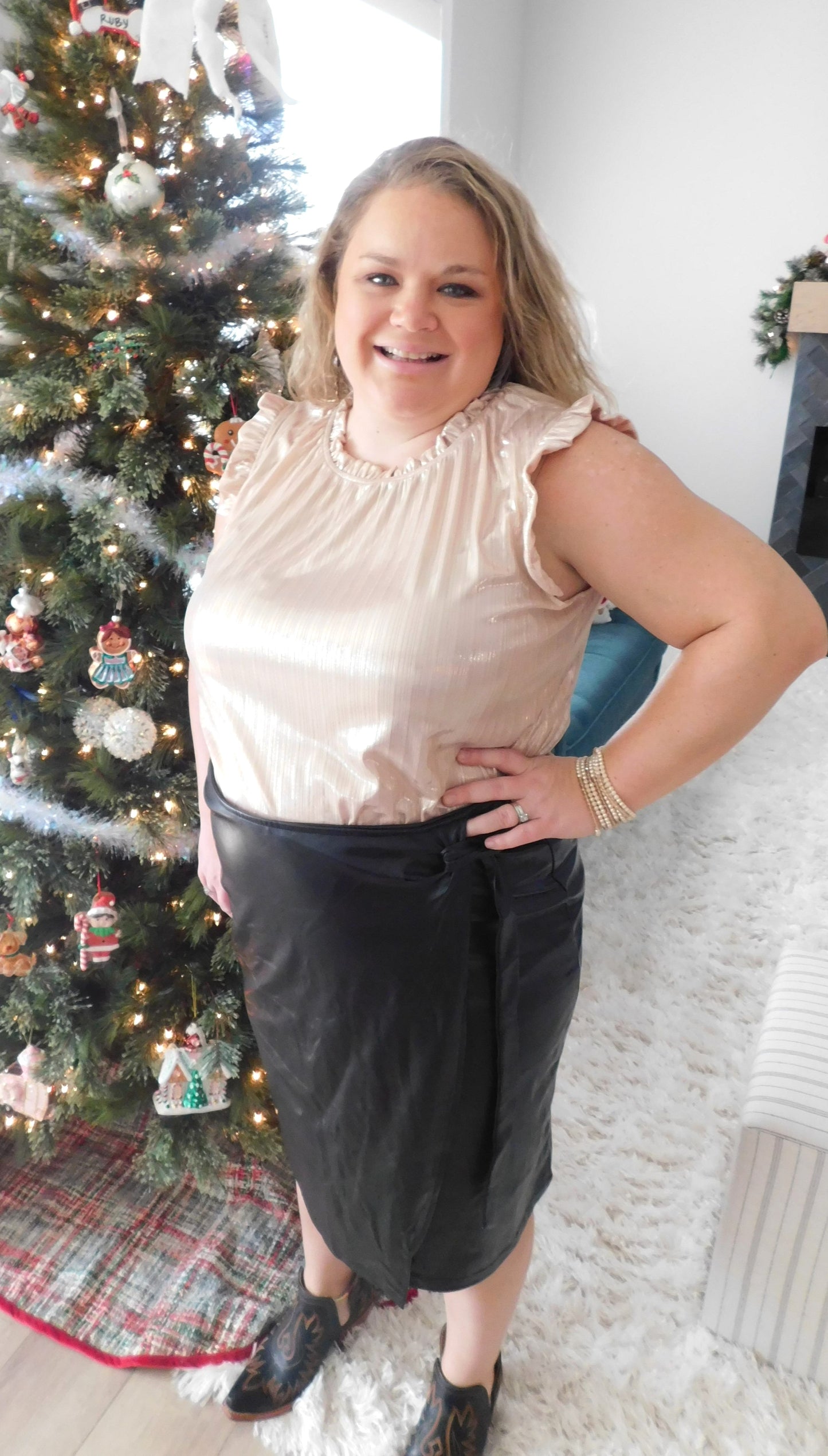 Dusty Rose Shimmer Top 1X-3X