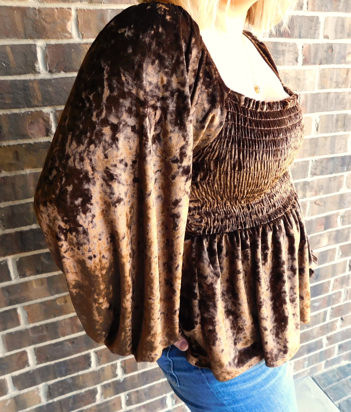 Mocha Crushed Velvet Top