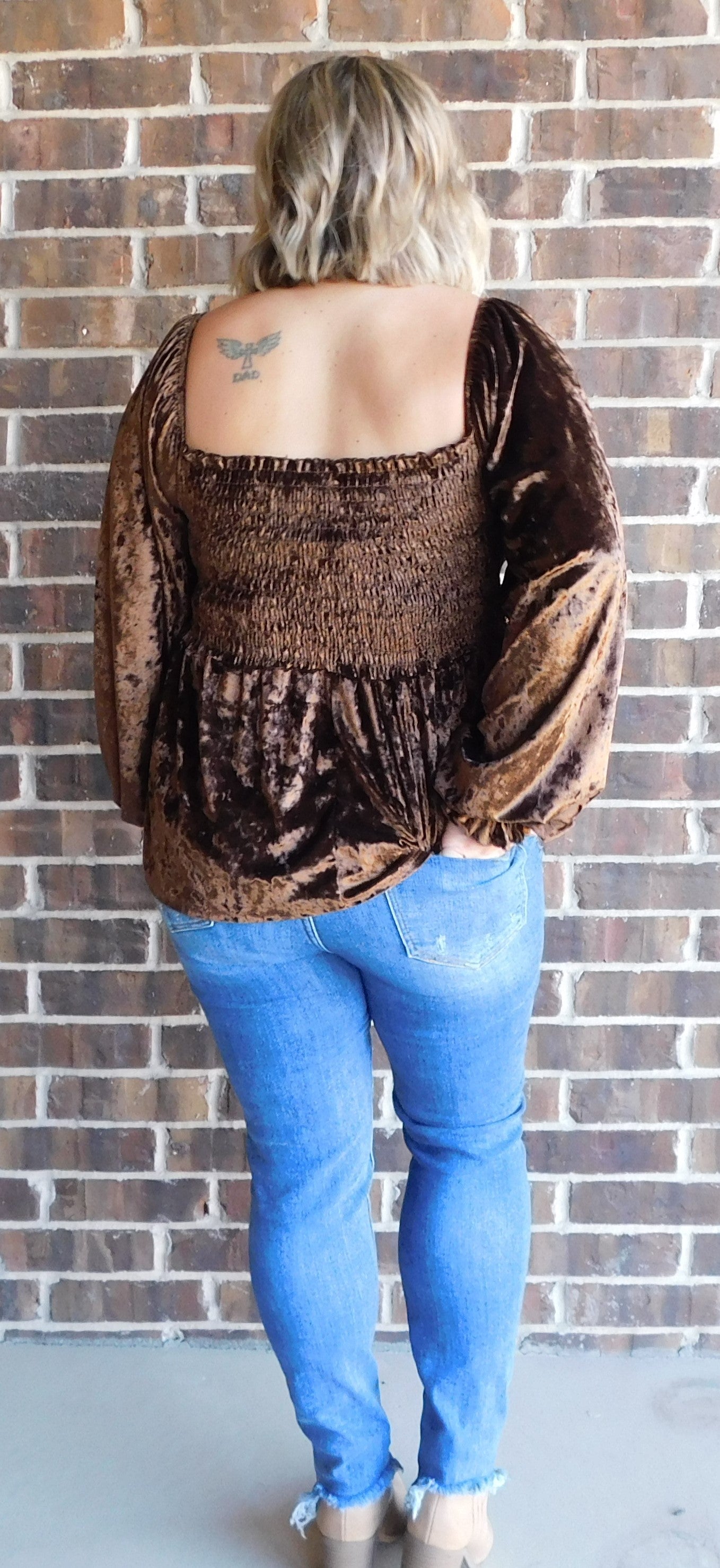 Mocha Crushed Velvet Top