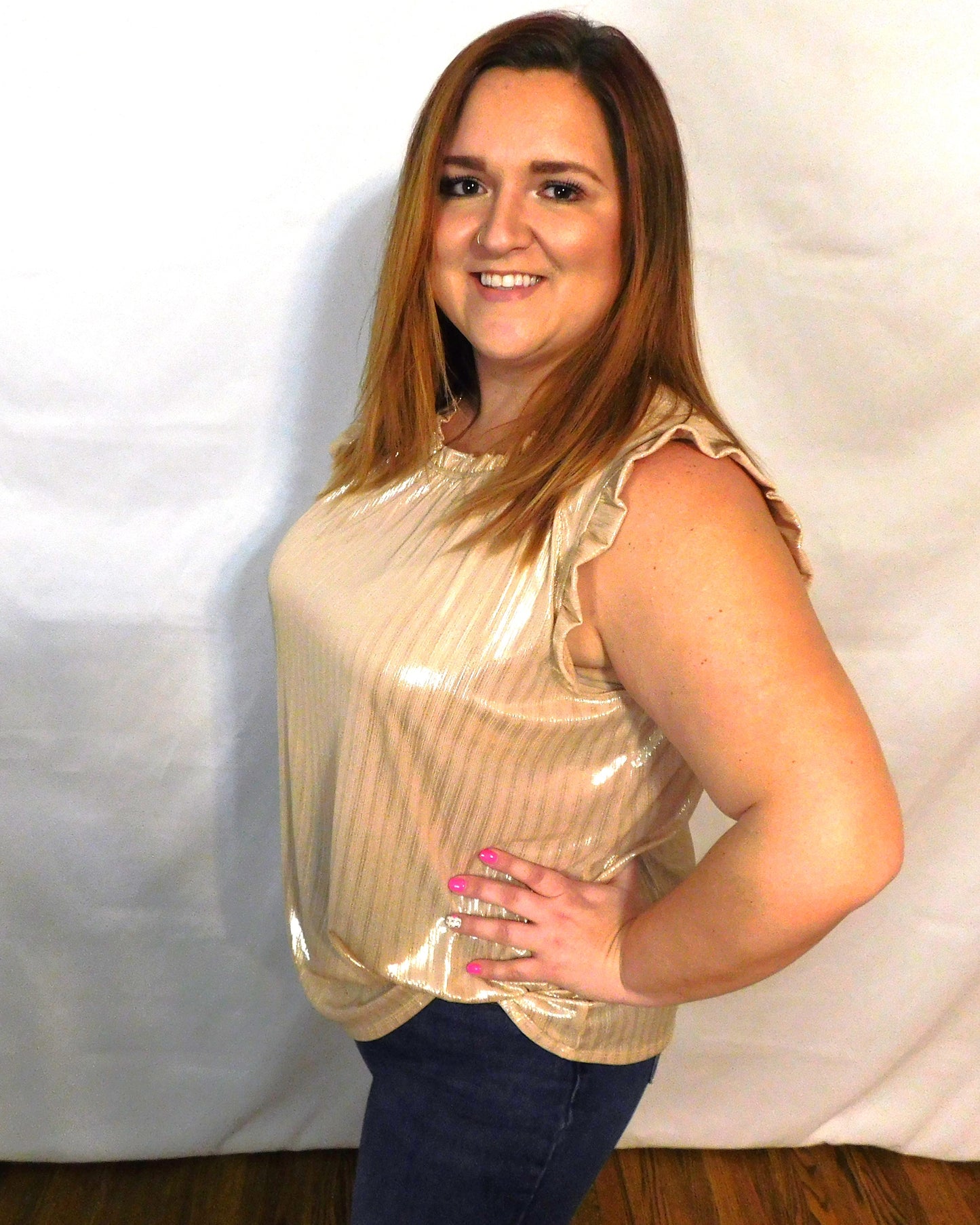 Dusty Rose Shimmer Top 1X-3X