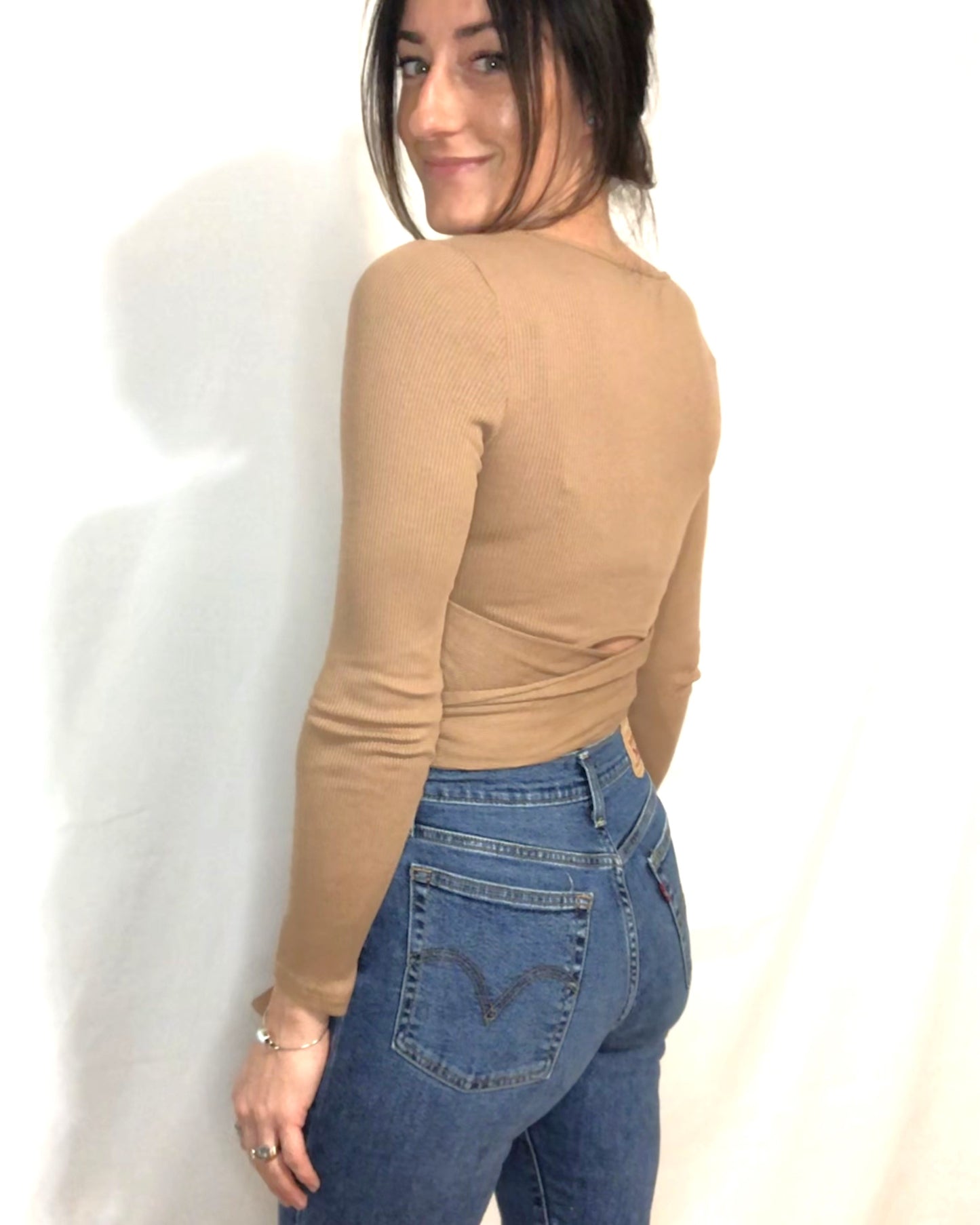 Mocha Crop Tie-Top