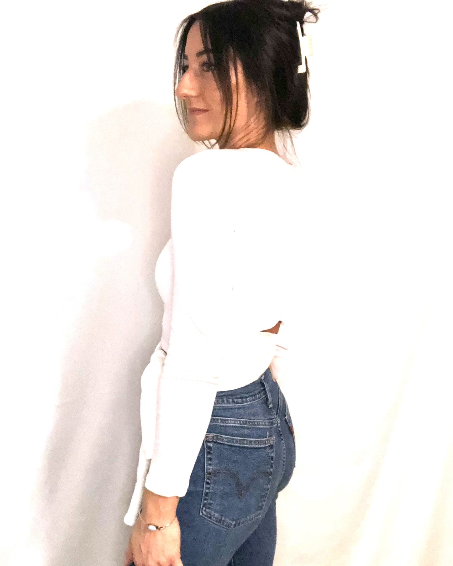 White Crop Tie-Top