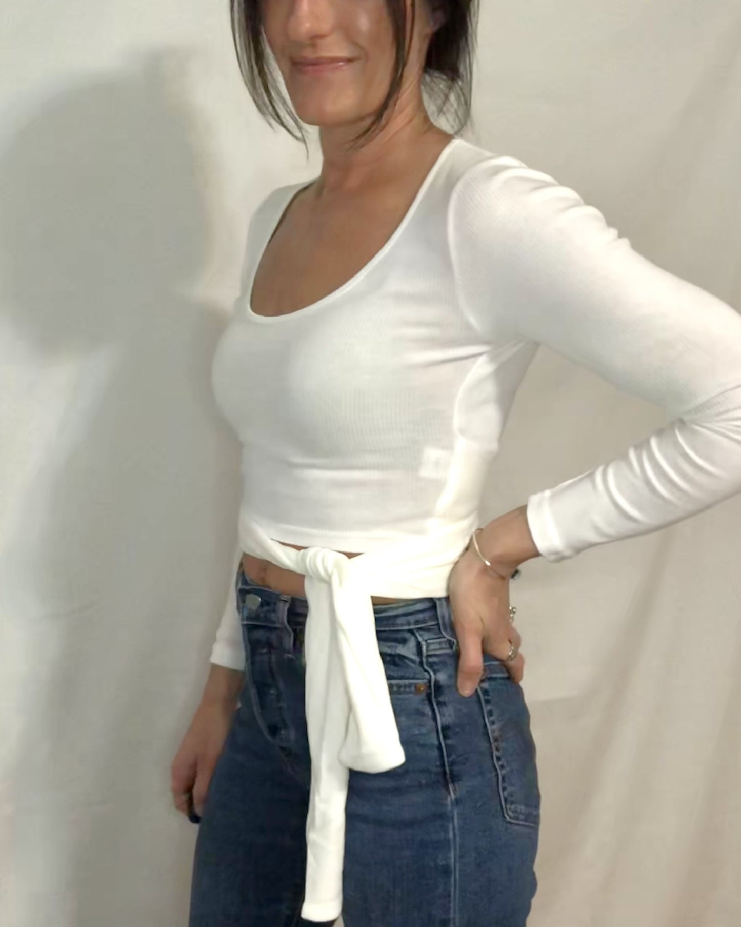 White Crop Tie-Top