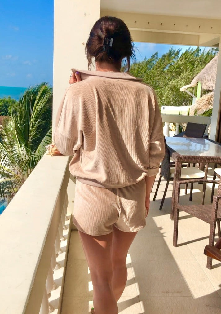 Taupe Corduroy Pull-Over Set