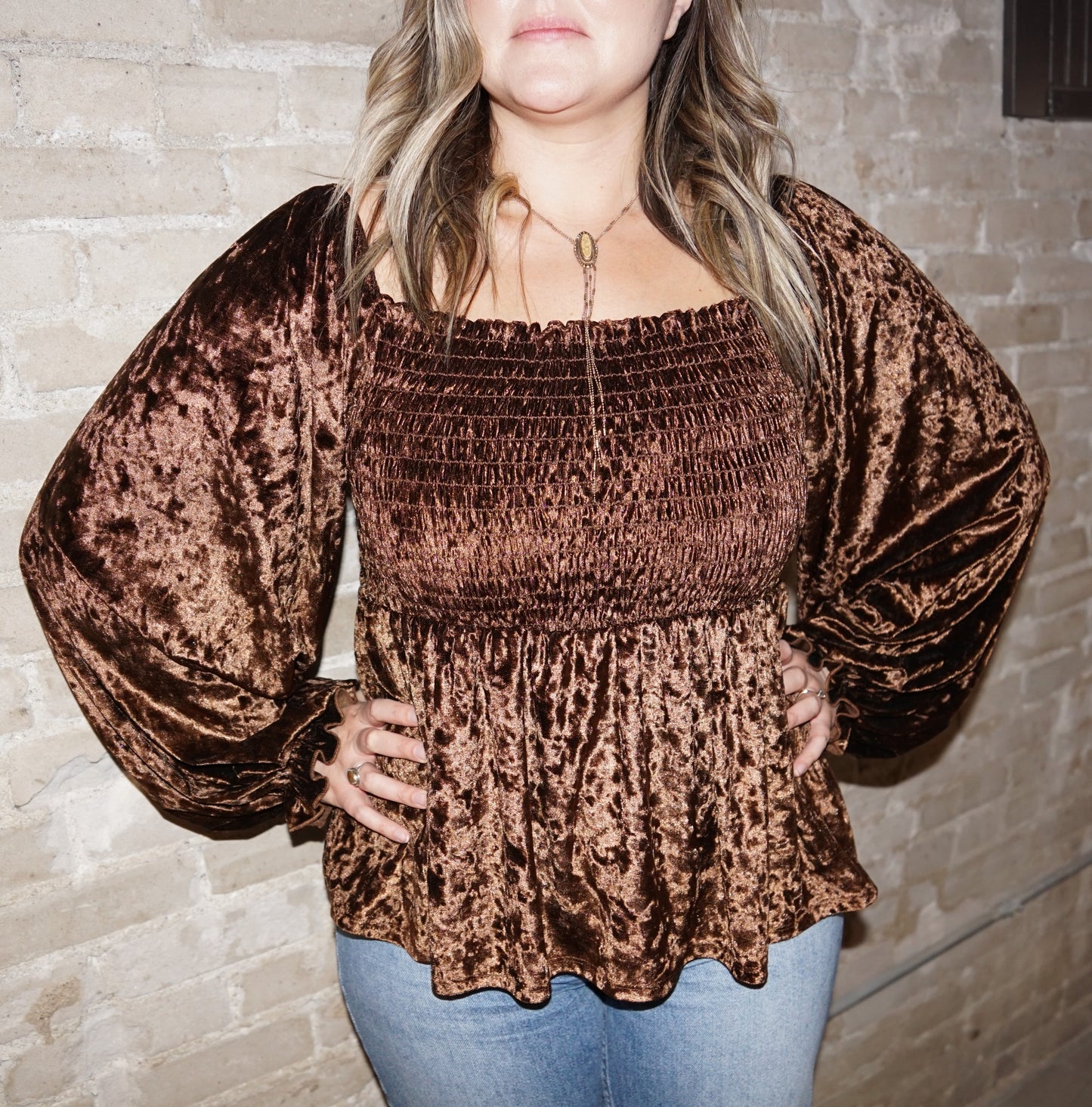Mocha Crushed Velvet Top