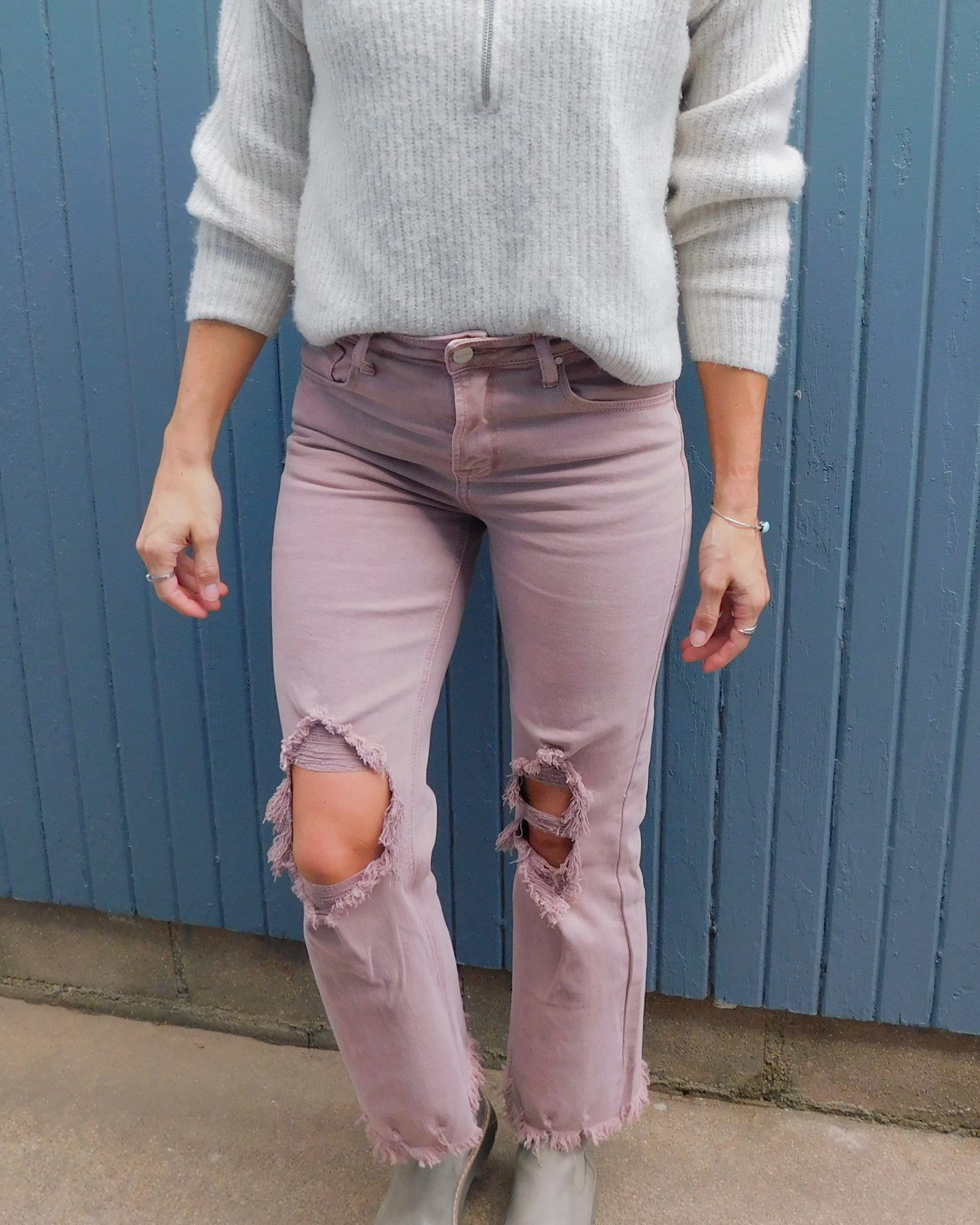 Cropped Mauve Risen Jeans