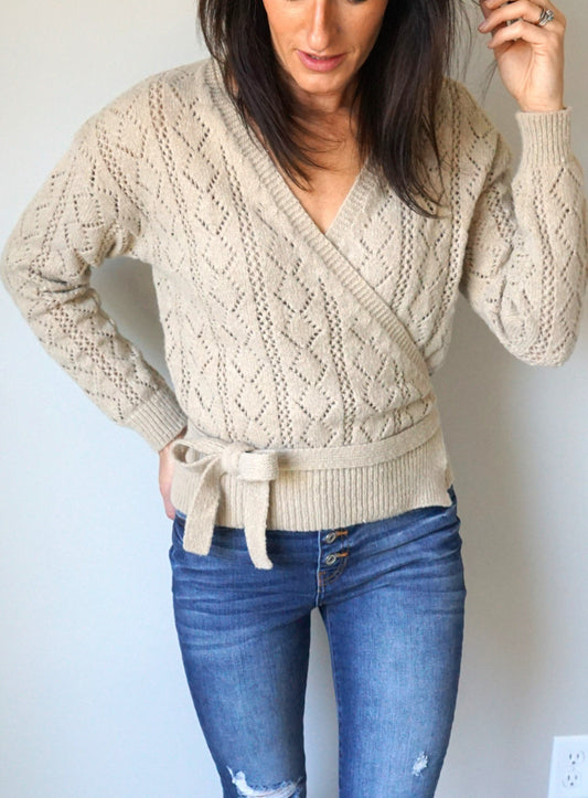 Taupe Wrap Sweater