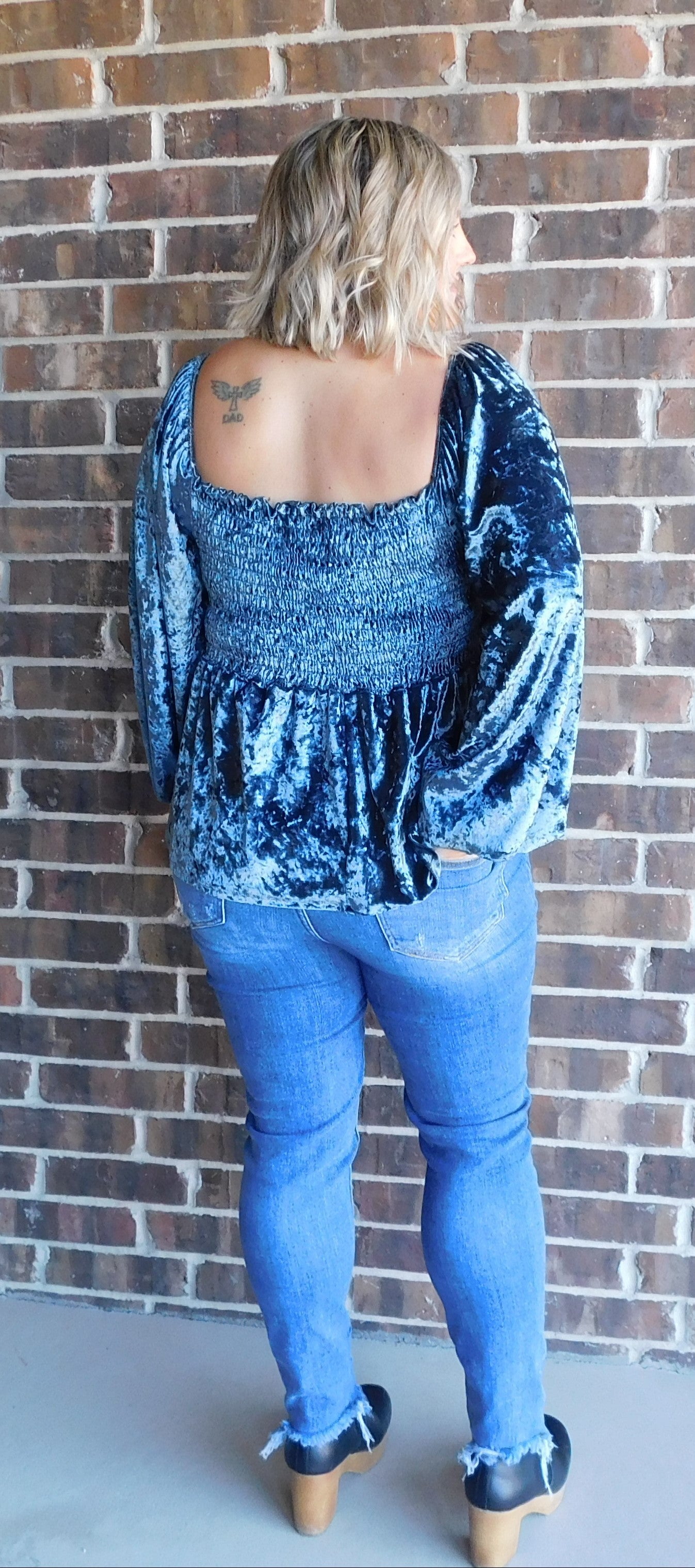 Charcoal Crushed Velvet Top