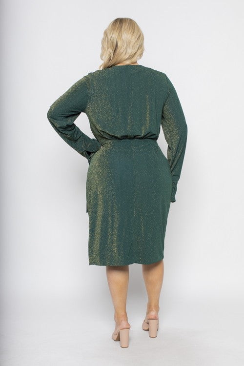 Green Envy Wrap Dress 1X-3X